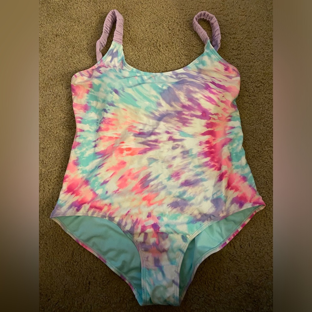 Pastel tie dye plus size one piece swimsuit. Size 2x
